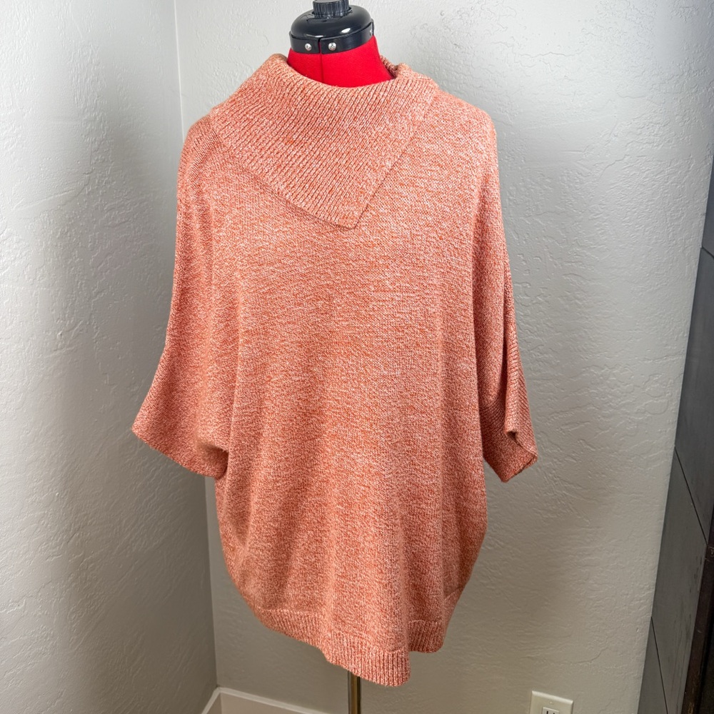 CAbi Orange Marled Knit Cotton Blend Poncho Sweater Size M